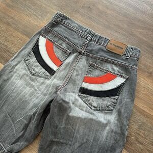 Y2K Evolution In Design Gray Jean Shorts Jorts Baggy Skater Sz 36 Grunge‎